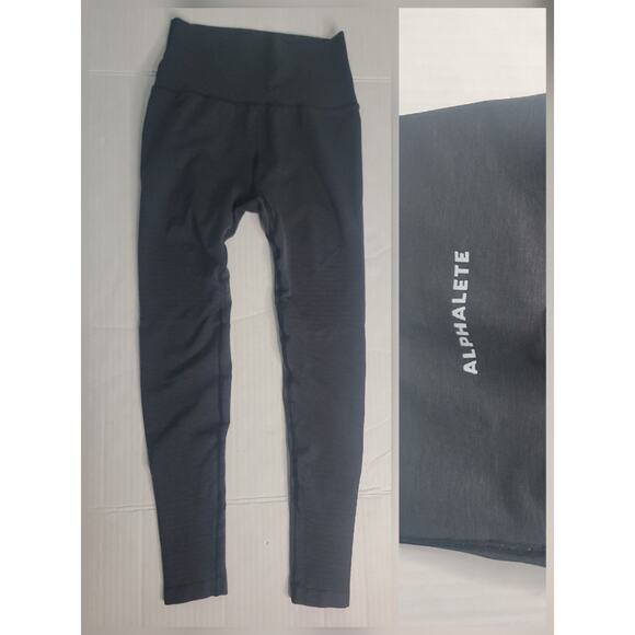 Alphalete Compression Leggings Womens Sz Small Crop High Rise Performance Gray - Picture 1 of 8